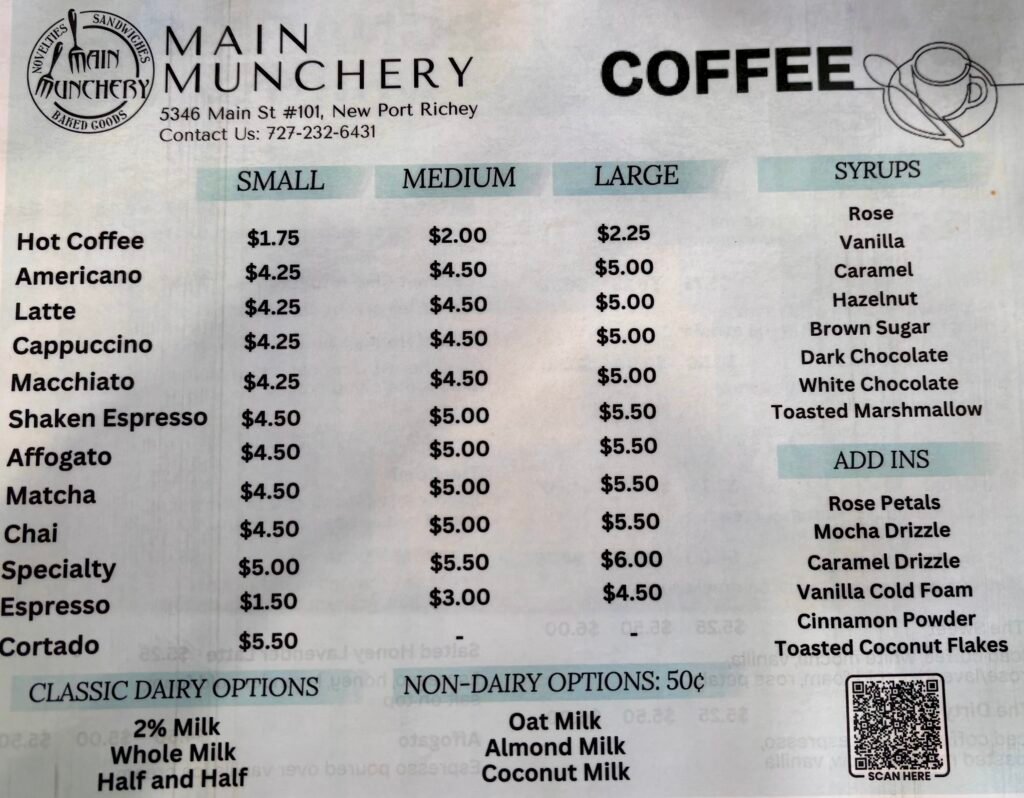 coffee menu