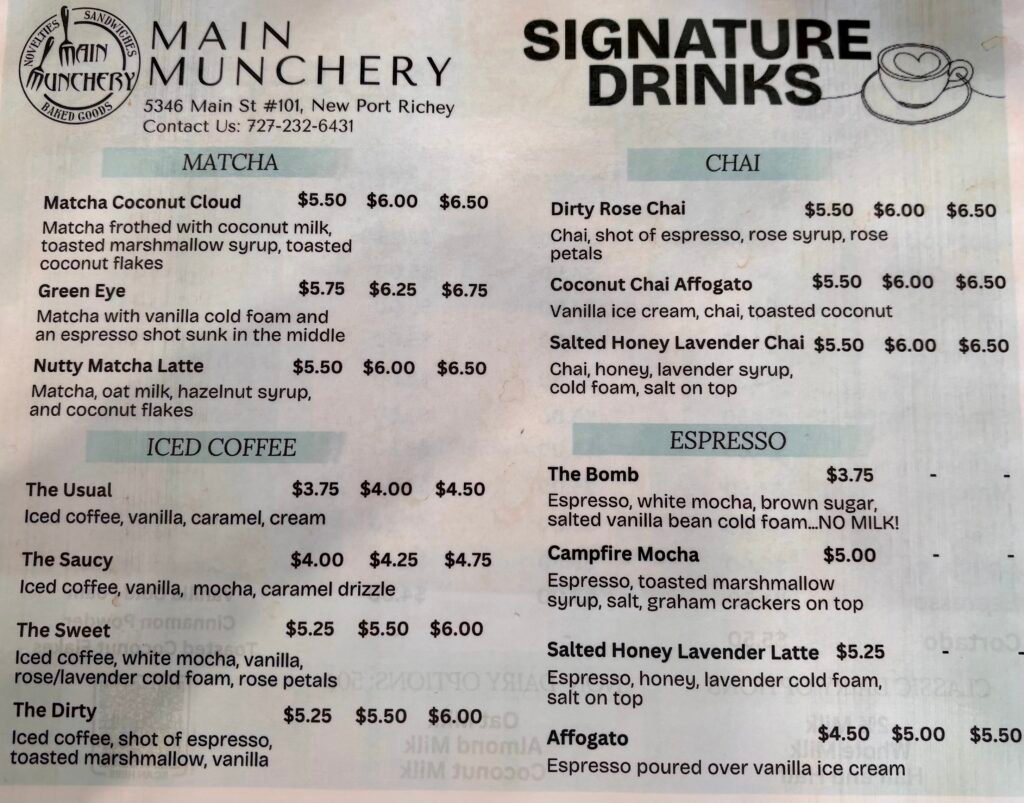signature drinks menu