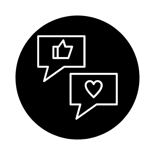 social media heart and thumbs up